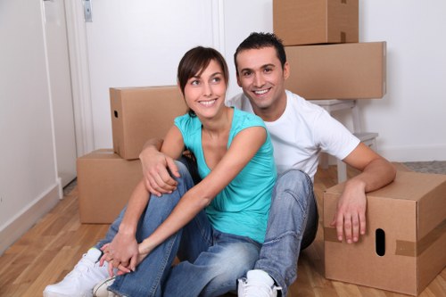 Packed boxes and furniture ready for Highgate removals